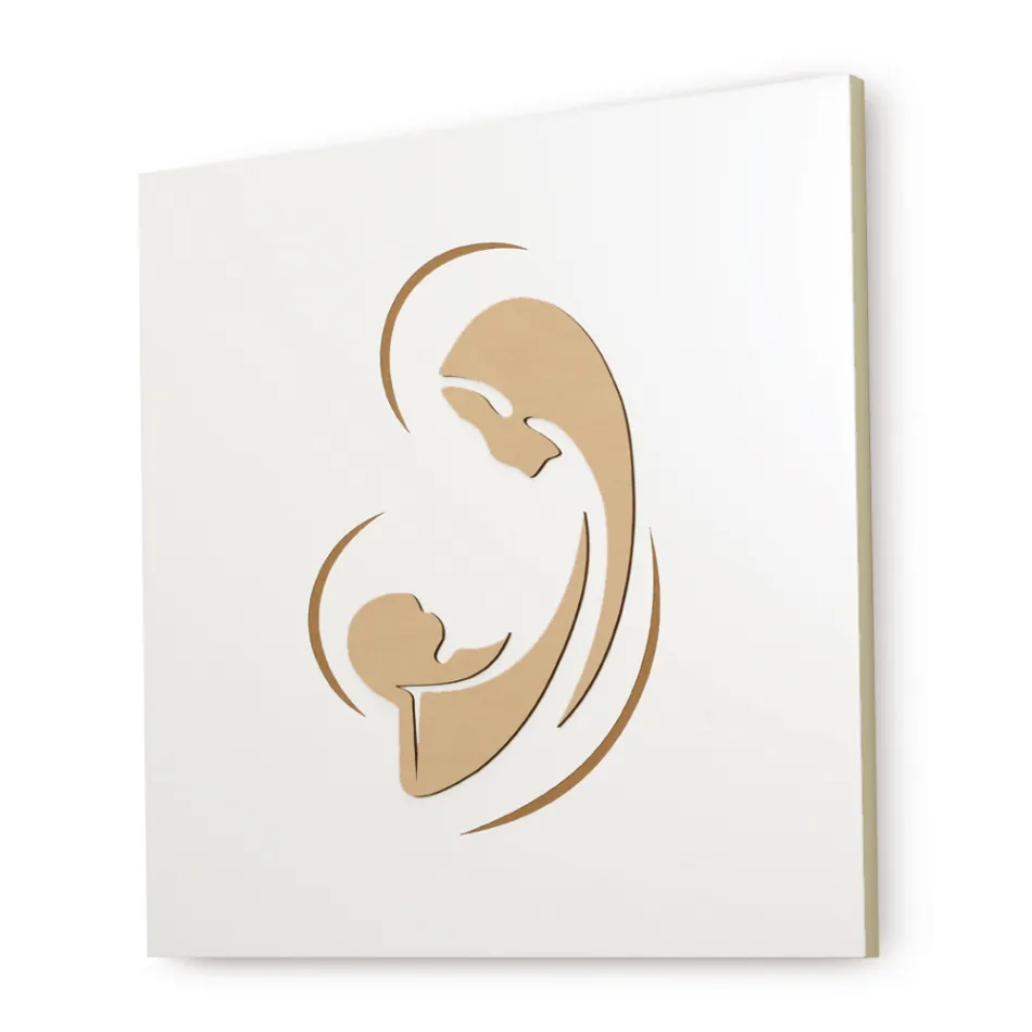 Lasergraviertes Bild der Madonna mit Kind, hergestellt in Italien – Bashira Viadurini