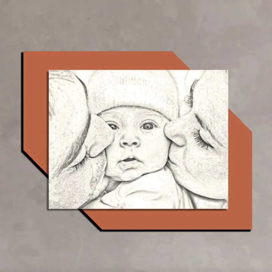 Holzbild mit Aufdruck eines Kusses für ein Kind, hergestellt in Italien – Andorra Viadurini