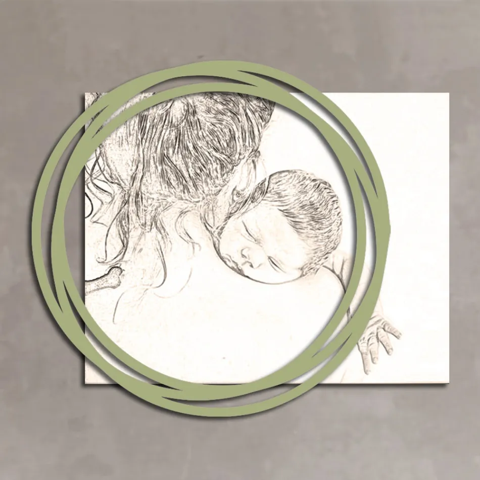 Holzbild mit Aufdruck einer Frau mit Kind, hergestellt in Italien – Taiwan Viadurini