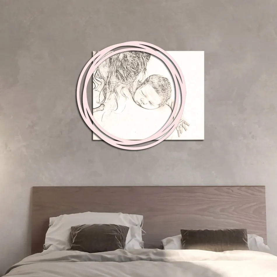 Holzbild mit Aufdruck einer Frau mit Kind, hergestellt in Italien – Taiwan Viadurini