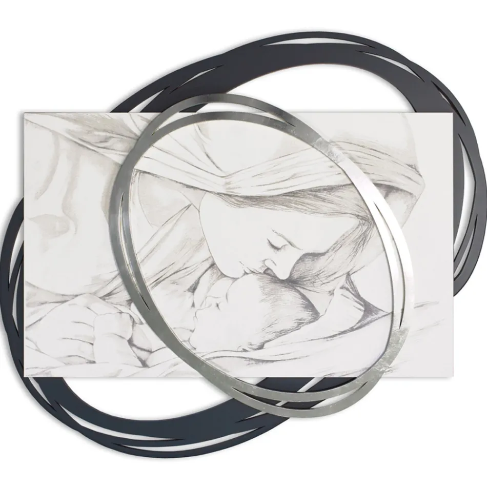 Lasergraviertes Bild mit Marias Kuss an Jesus, hergestellt in Italien – Sylvie Viadurini