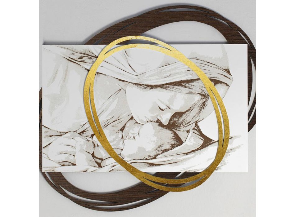 Lasergraviertes Bild mit Marias Kuss an Jesus, hergestellt in Italien – Sylvie Viadurini