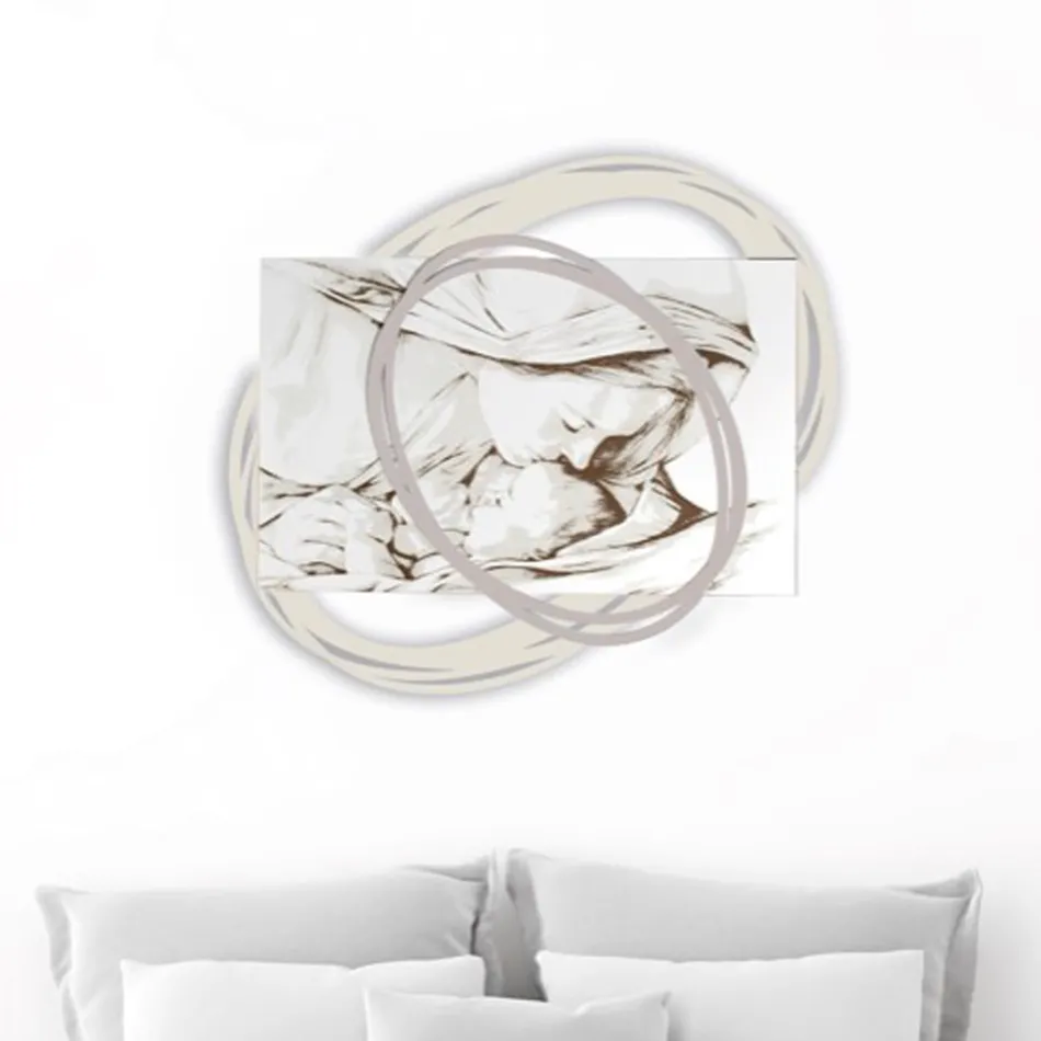 Lasergraviertes Bild mit Marias Kuss an Jesus, hergestellt in Italien – Sylvie Viadurini