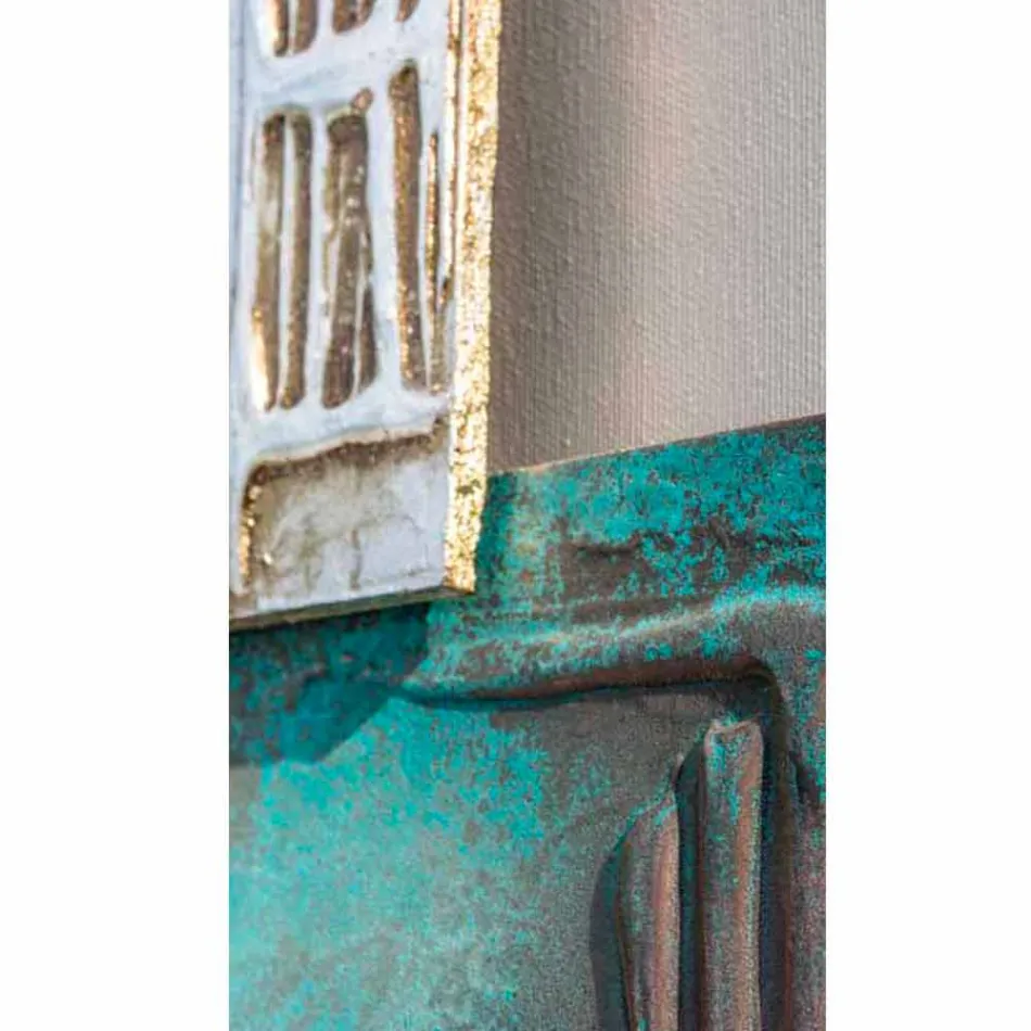 Moderne Malerei mit taupe Leinwand und acht Elemente Textur Andrew Viadurini