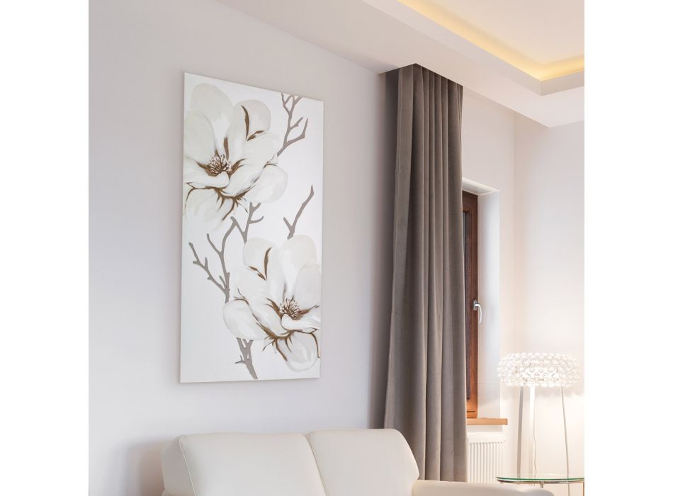 Lasergefertigtes Bild mit Magnolienblume, hergestellt in Italien – Misaki Viadurini
