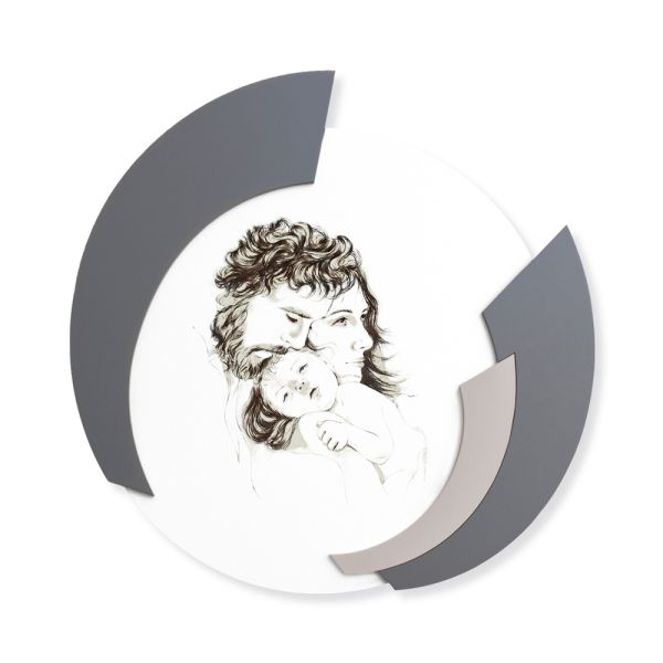 Rundes, mit laser gefertigtes bild der familie made in italy - margherita