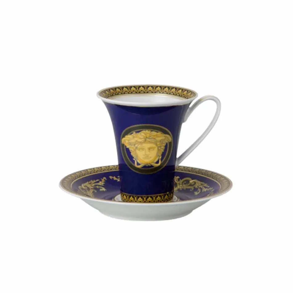 Rosenthal Versace Medusa Blue Große Kaffeetasse aus Porzellan Viadurini