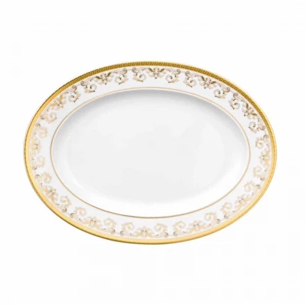 Rosenthal Versace Medusa Gala Gold Ovaler Teller Design 34cm Porzellan Viadurini