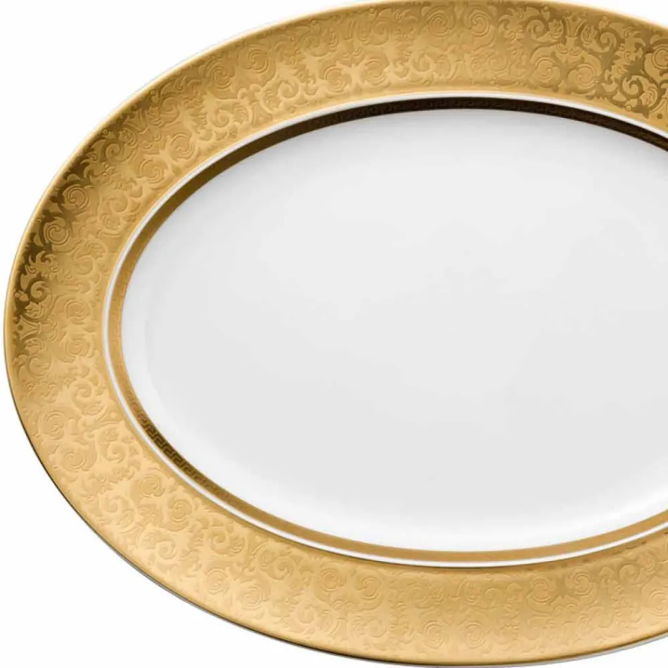 Rosenthal Versace Medusa Gala Gold Ovaler Teller Design 40cm Porzellan Viadurini