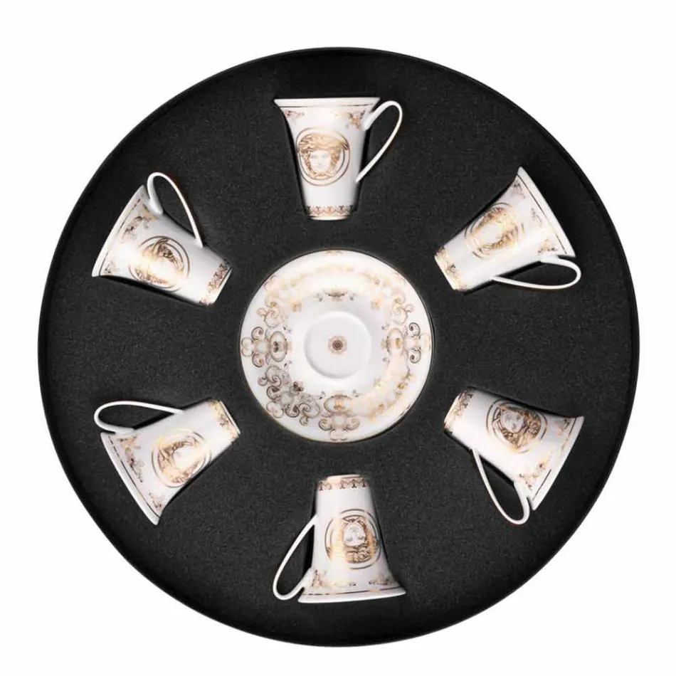 Rosenthal Versace Medusa Gala Set Espressotassen 6 Stück in Porzellan Viadurini