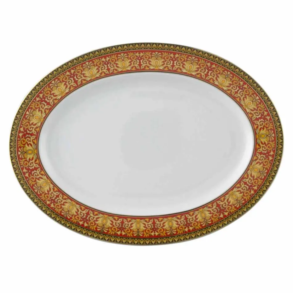 Rosenthal Versace Red Medusa 40cm ovale Schale aus Porzellan Viadurini