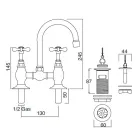 Klassischer handgefertigter Messing-Brückenhahn für Waschbecken – Fioretta Viadurini