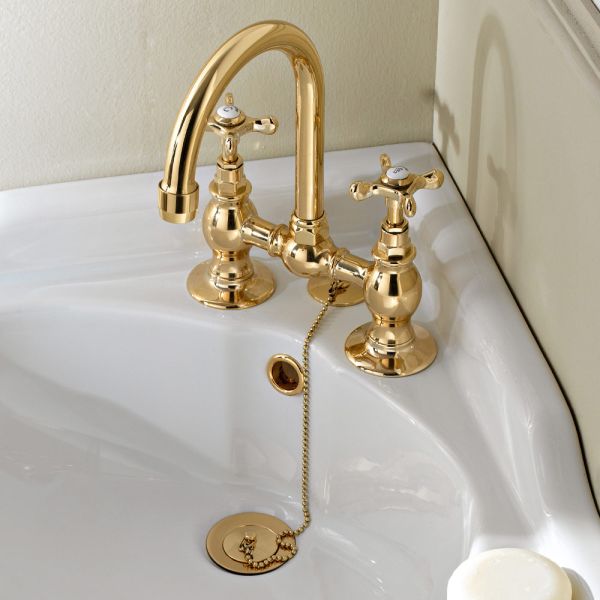 Brückenarmaturen für waschbecken aus klassischem handgefertigtem messing - fioretta