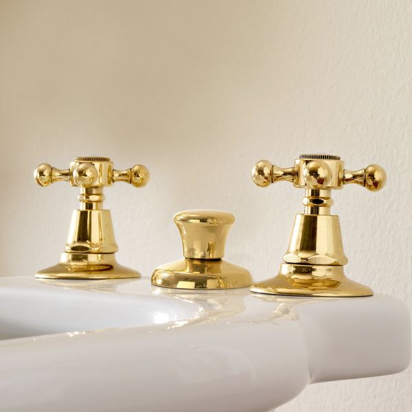 3-loch-bidetarmaturen aus messing made in italy, vintage-stil - ursula