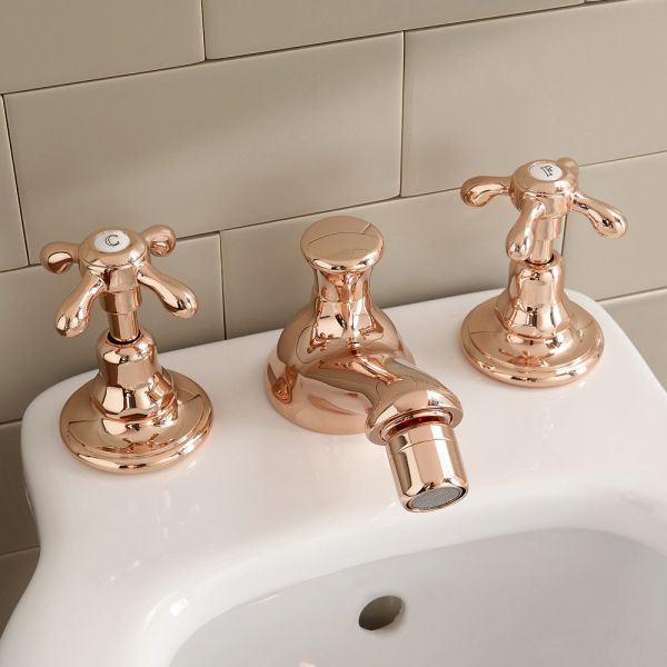 Messing-bidetarmaturen im vintage-design mit 3 löchern made in italy - klarisa