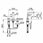 Modernes Design Waschbeckenmischer mit 3 Metalllöchern - Etto Viadurini