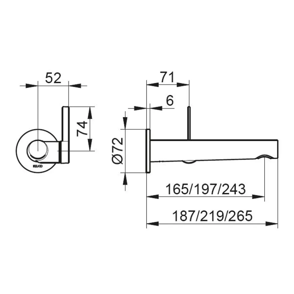 Einbau-Waschtischarmatur zur Wandmontage mit integriertem Design 3 Größen - Erkole Viadurini