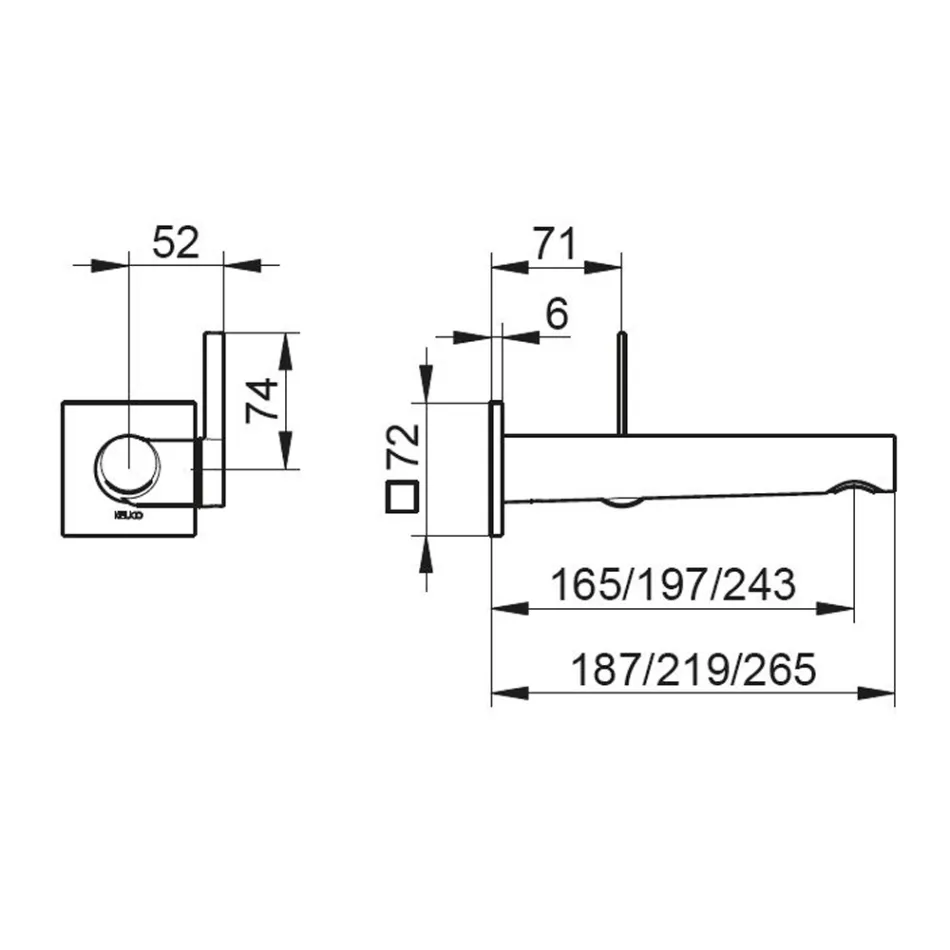 Einbau-Waschtischarmatur zur Wandmontage mit integriertem Design 3 Größen - Erkole Viadurini