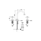 Hoher Vintage-Waschtischhahn aus Messing mit 3 Löchern, hergestellt in Italien – Klarisa Viadurini