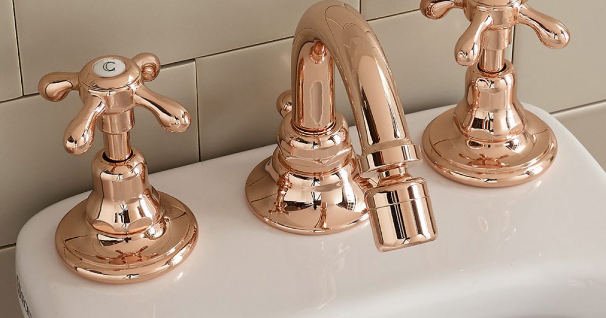 Blue Water Retro Bidet-Armatur In Old Gold – 2 Regler, Einloch-Montage, Mit Keramikkartusche