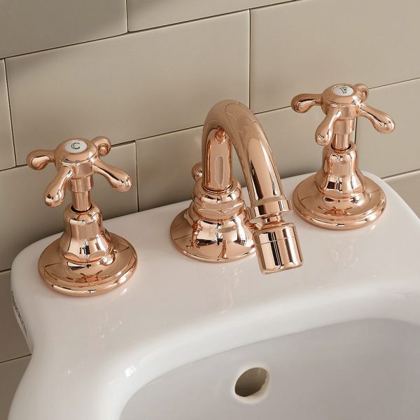 3-loch-bidetarmaturen im vintage-stil aus messing made in italy - klarisa