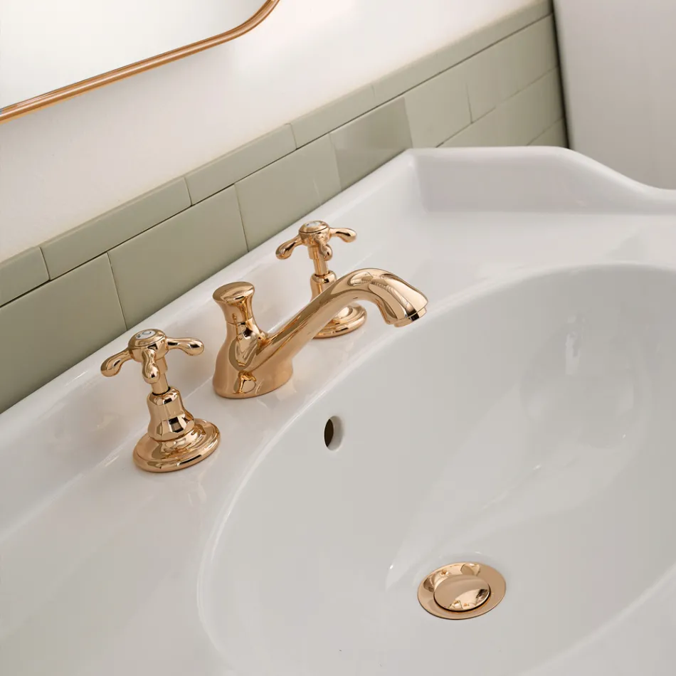 Vintage 3-Loch-Waschtischarmatur aus Messing, hergestellt in Italien – Klarisa Viadurini