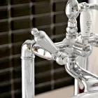 Bodenstehende Badewannenarmatur mit Handbrause aus Messing Made in Italy - Noriana Viadurini