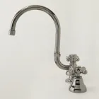 3-Loch-Waschtischarmatur aus Messing mit hohem Auslauf und Abfluss – Ercolina Viadurini