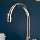 3-Loch-Waschtischarmatur aus Messing mit hohem Auslauf und Abfluss – Ercolina Viadurini