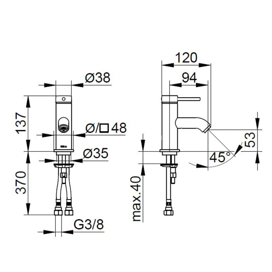 Einhebel-Waschtischmischer Messing Rundes Design - Antilio Viadurini