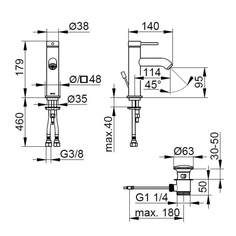 Einhebel-Waschtischmischer Messing Rundes Design - Antilio Viadurini