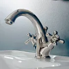 Einloch-Waschtischarmatur aus Messing mit Abfluss im klassischen Stil – Ercolina Viadurini