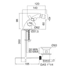 Einloch-Bidethahn aus Messing mit Ablaufgarnitur im klassischen Stil – Ercolina Viadurini
