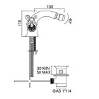 Einloch-Bidethahn aus Messing mit klassischen Schmetterlingsgriffen – Fioretta Viadurini