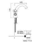 Klassischer Einloch-Waschtischhahn aus Messing und Butterfly-Griffen – Miriano Viadurini