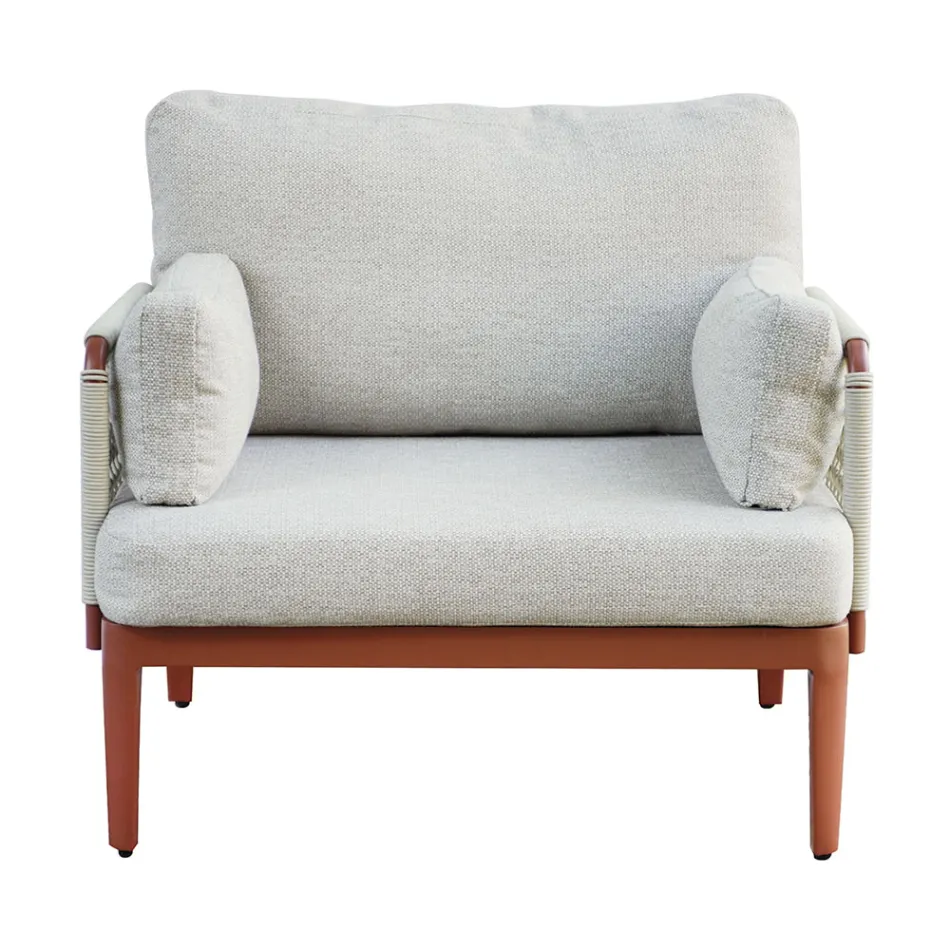 Wohnzimmer, bestehend aus 2 Sesseln, 1 Sofa und Couchtisch aus Aluminium - Symphony Viadurini