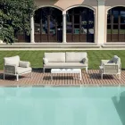 Wohnzimmer, bestehend aus 2 Sesseln, 1 Sofa und Couchtisch aus Aluminium - Symphony Viadurini