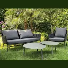 Wohnzimmer bestehend aus Sofa, Sesseln und 2 Couchtischen aus Aluminium - Yuma Viadurini