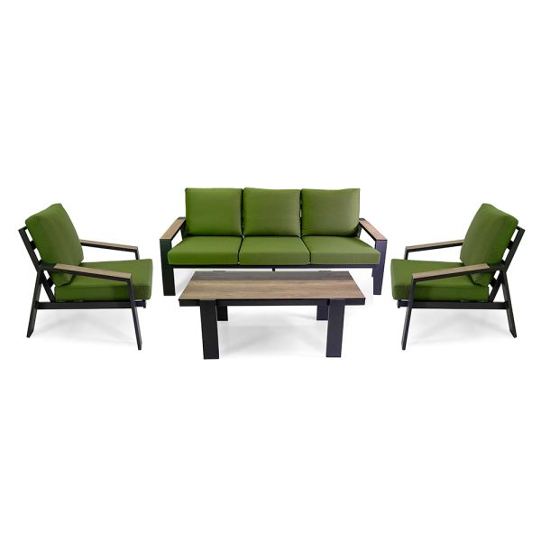 Outdoor-wohnzimmer bestehend aus 1 sofa, 2 sesseln und 1 couchtisch - righello
