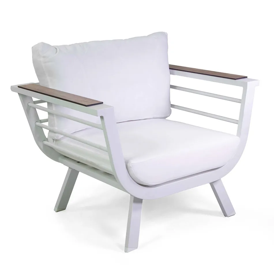 Wohnzimmer im Freien, bestehend aus 2 Sesseln und 1 Aluminiumtisch - Righello Viadurini