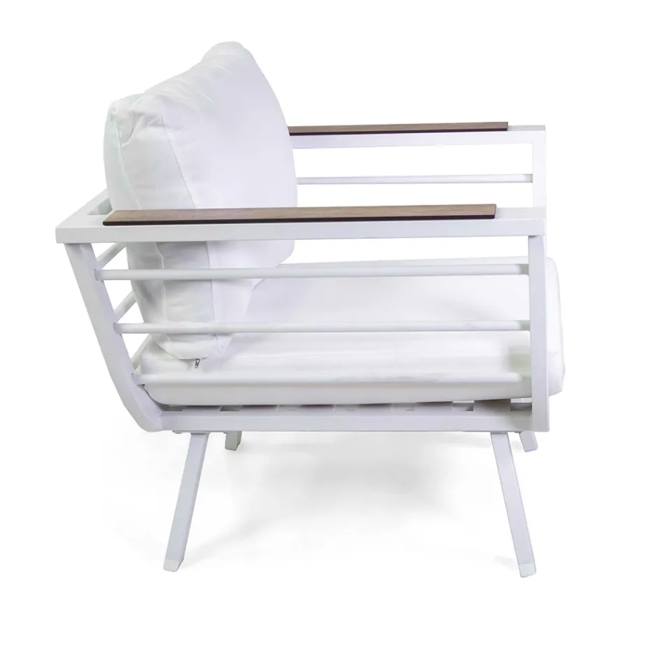 Wohnzimmer im Freien, bestehend aus 2 Sesseln und 1 Aluminiumtisch - Righello Viadurini