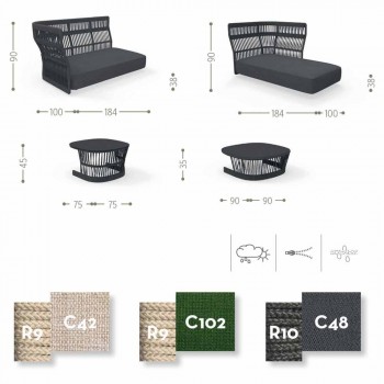 Cliff Talenti Outdoor Lounge mit Sofa und Couchtischen, Design Palomba