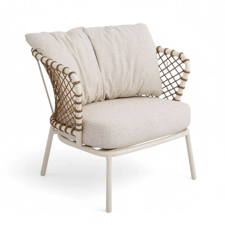 Outdoor Lounge mit Aluminiumrahmen und Seilrückenlehne - Skyline Viadurini