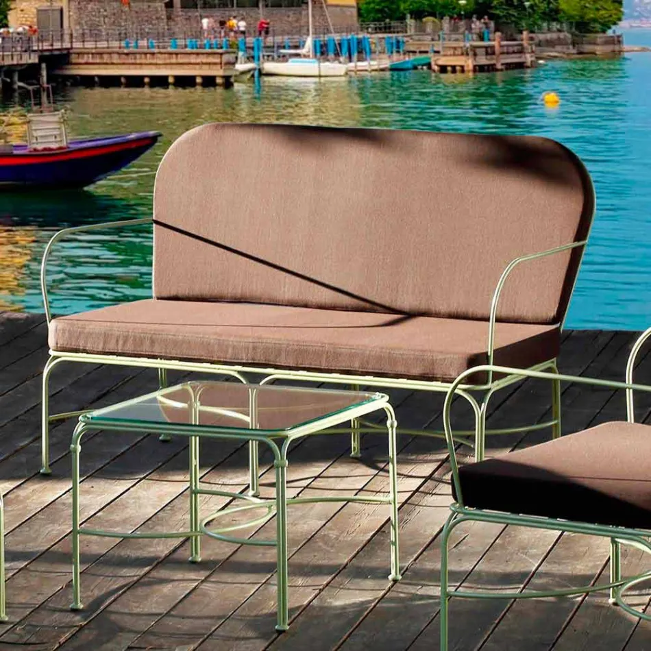 Outdoor-Lounge mit handgefertigter Eisenstruktur Made in Italy - Melinda Viadurini