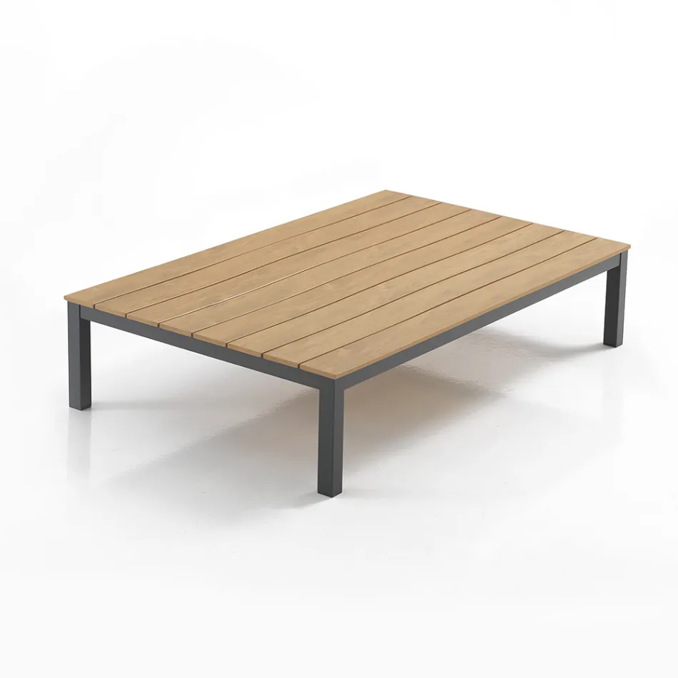 Wohnzimmer im Innen- und Außenbereich, bestehend aus 1 Ecksofa und 1 Couchtisch – Savoir Viadurini