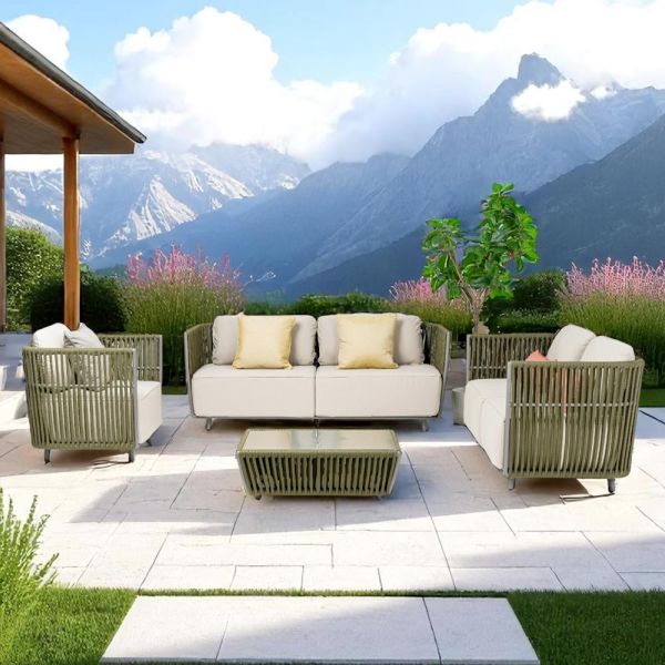 Lounge im freien aus aluminium und gewebtem stoff - eugene