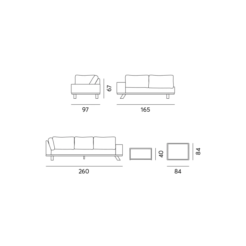 Outdoor-Lounge aus schwarzem Aluminium mit Keramik-Couchtisch - Ghislain Viadurini