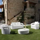 REHAU Outdoor Polyrattan Lounge Set und weiße Kissen - Charmix Viadurini
