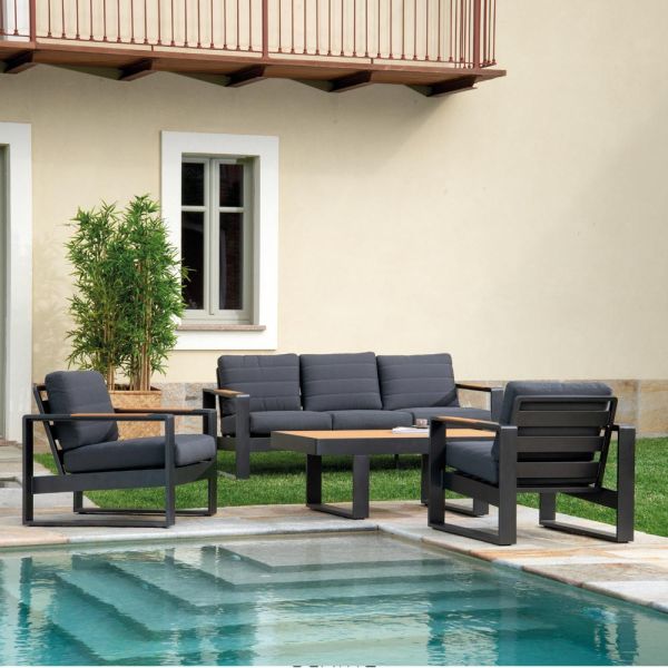 Outdoor lounge aus aluminium und polywood armlehnen - city