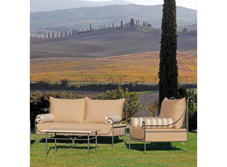Artisan Garden Lounge mit Eisenstruktur Made in Italy - Lisotto Viadurini